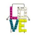 <div class="Standard"><span style="font-size: small;">Steel, gold-plated, silver, black or rose gold and anti-allergy jewel</span></div>
<div class="Standard"><span style="font-size: small;">In the form of LOVE, covered with pink, crystal, green and yellow square rhinestones.</span></div>
<div><span style="font-size: small;">The displayed price is for one piece - You will need 2 pieces for the cuffs of pants or shorts, shirt sleeves or shoes.&nbsp;(Identical or mismatched pieces)</span></div>
<div class="Standard"><span style="font-size: small;">Tissue paper packaging (free) - Our gift box (for 2 pieces) is sold separately, see in our &laquo;&nbsp;SHOP&nbsp;&raquo; section</span></div>